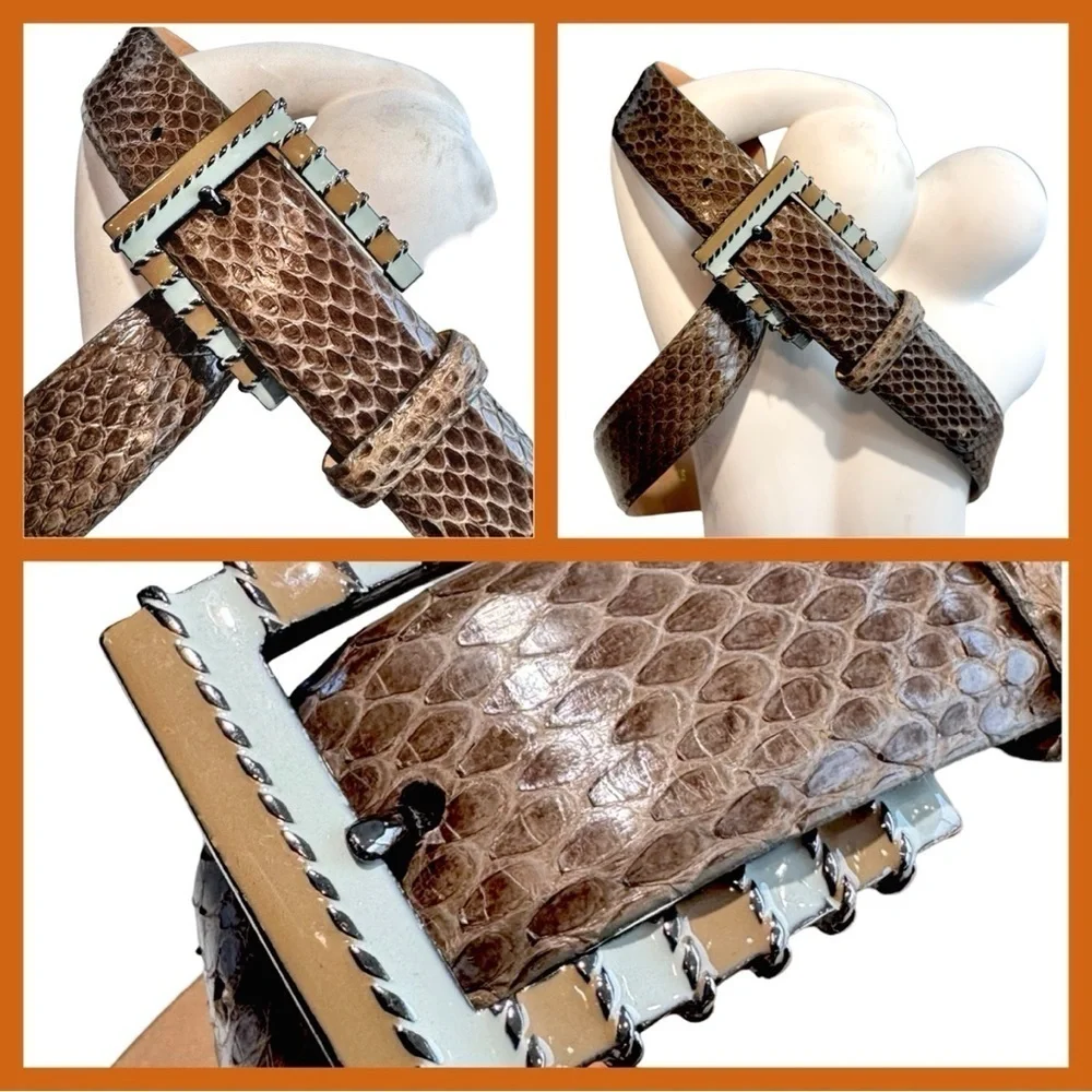 Carlisle Women’s Textured Belt. Brown, Tan, White